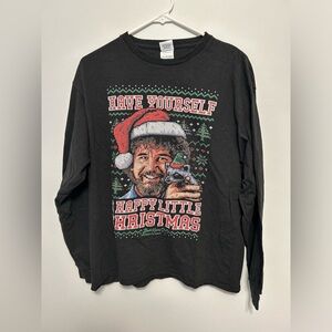 Delta Pro Weight Bob Ross Christmas long sleeve shirt L size